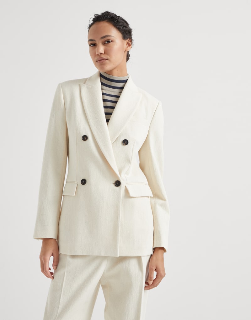 BRUNELLO CUCINELLI WOMEN'S OFF WHITE DOUBLE BREASTED JACKET