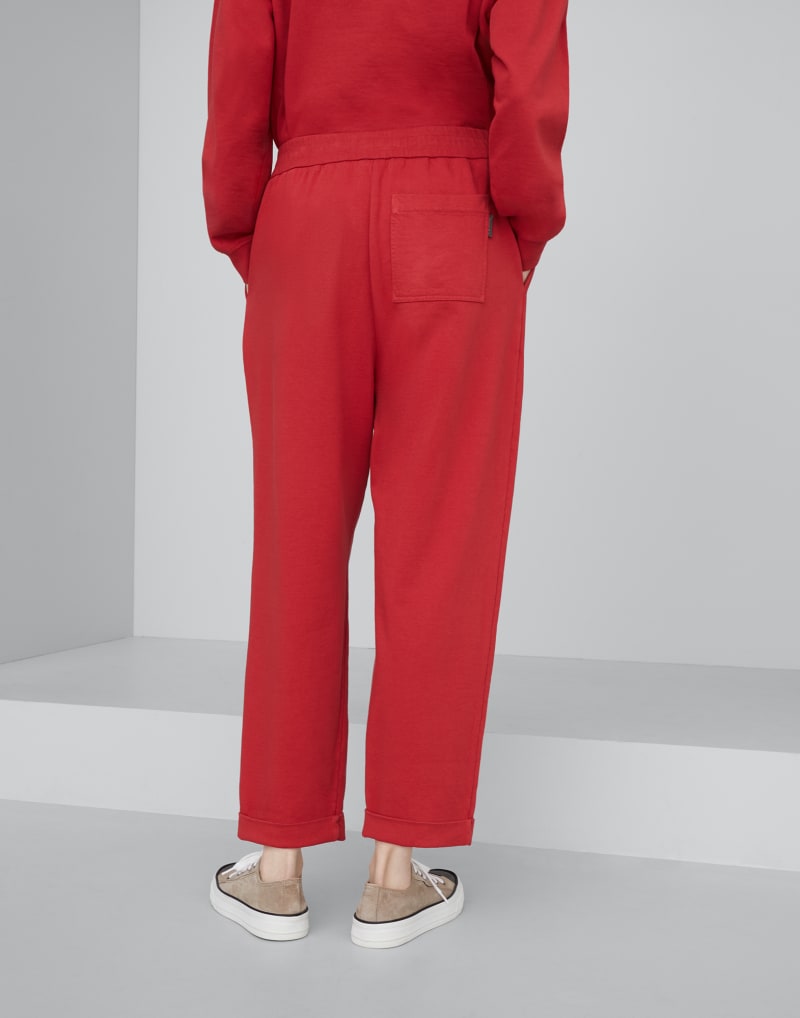 BRUNELLO CUCINELLI WOMEN'S RED RELAXED COTTON TROUSERS