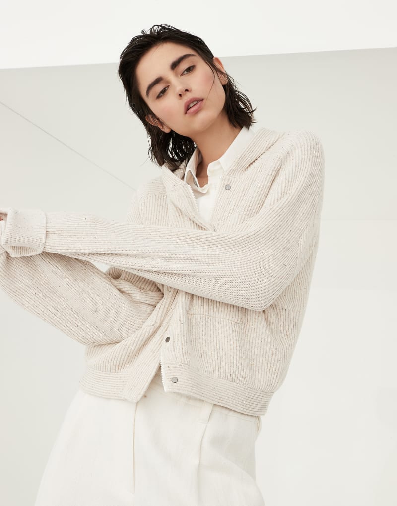 BRUNELLO CUCINELLI WOMEN'S LIGHT BEIGE KNITTED JACKET