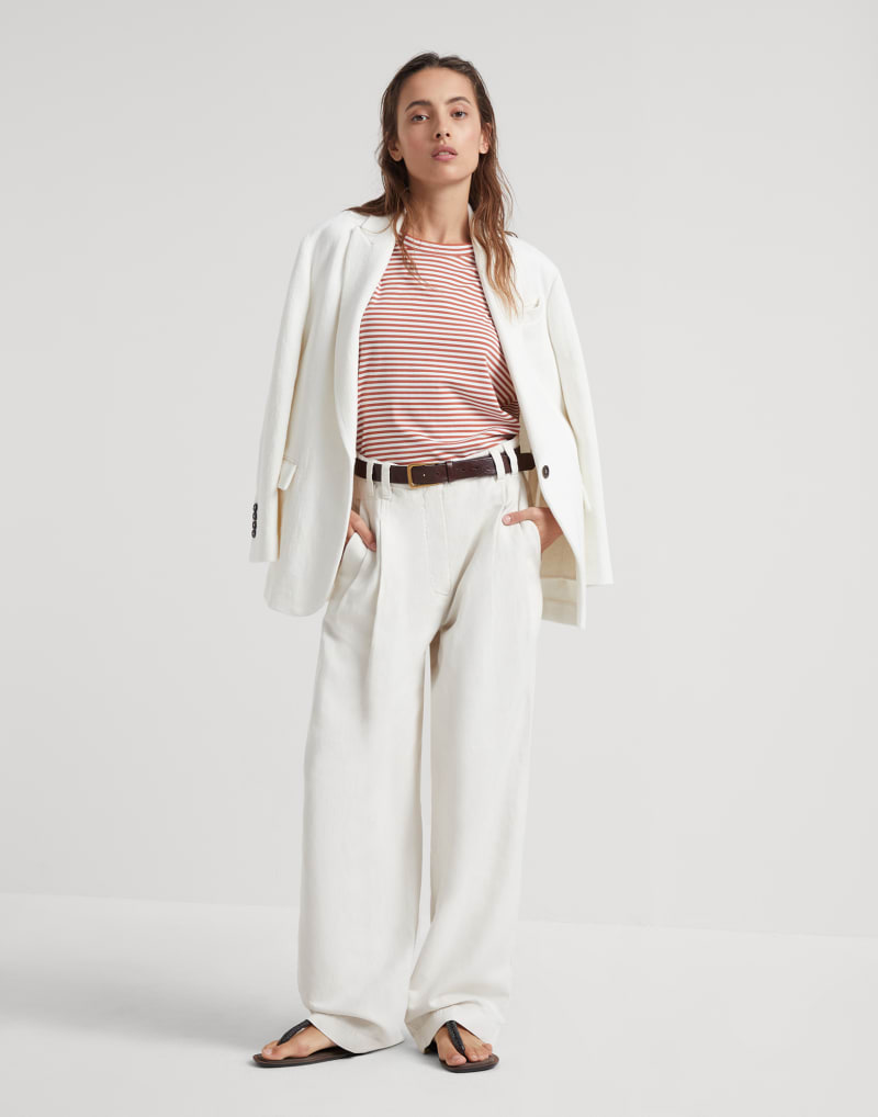 BRUNELLO CUCINELLI WOMEN'S RUST STRIPED RELAXED SHIRT