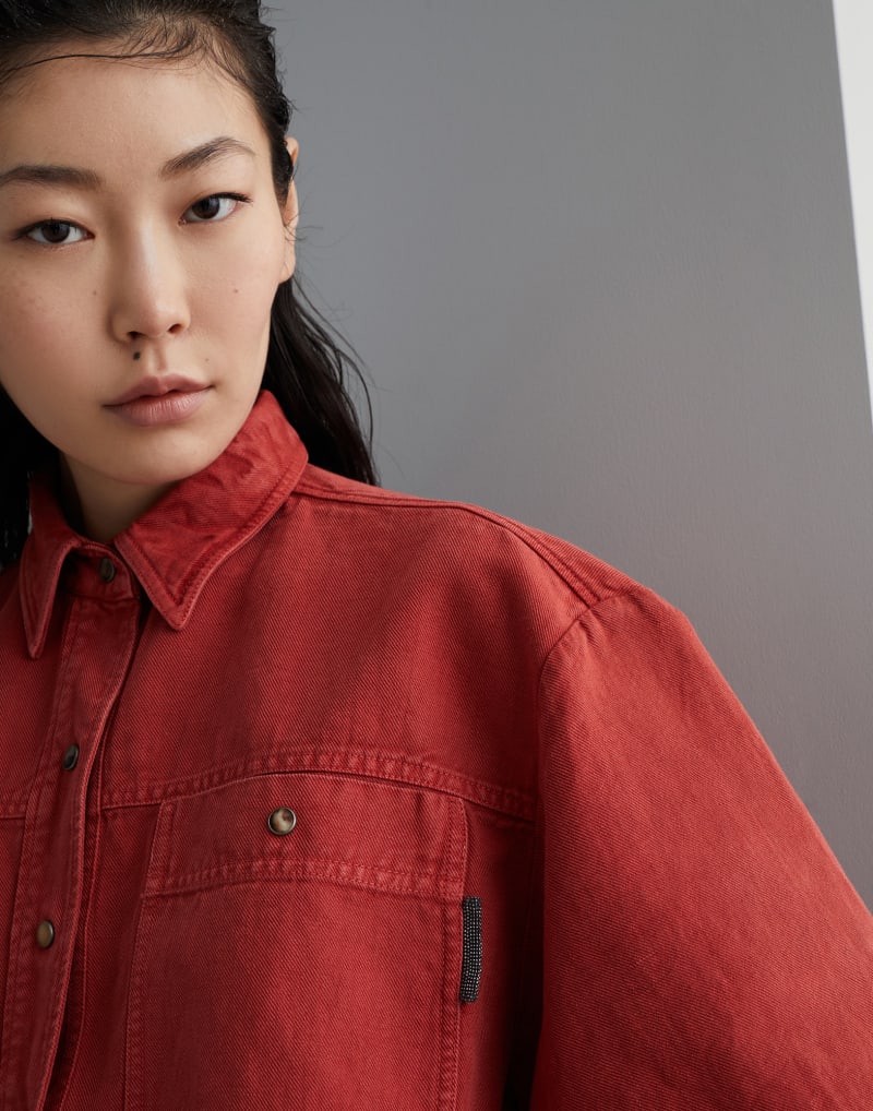 BRUNELLO CUCINELLI WOMEN'S RED OVERSIZED COTTON LINEN JACKET