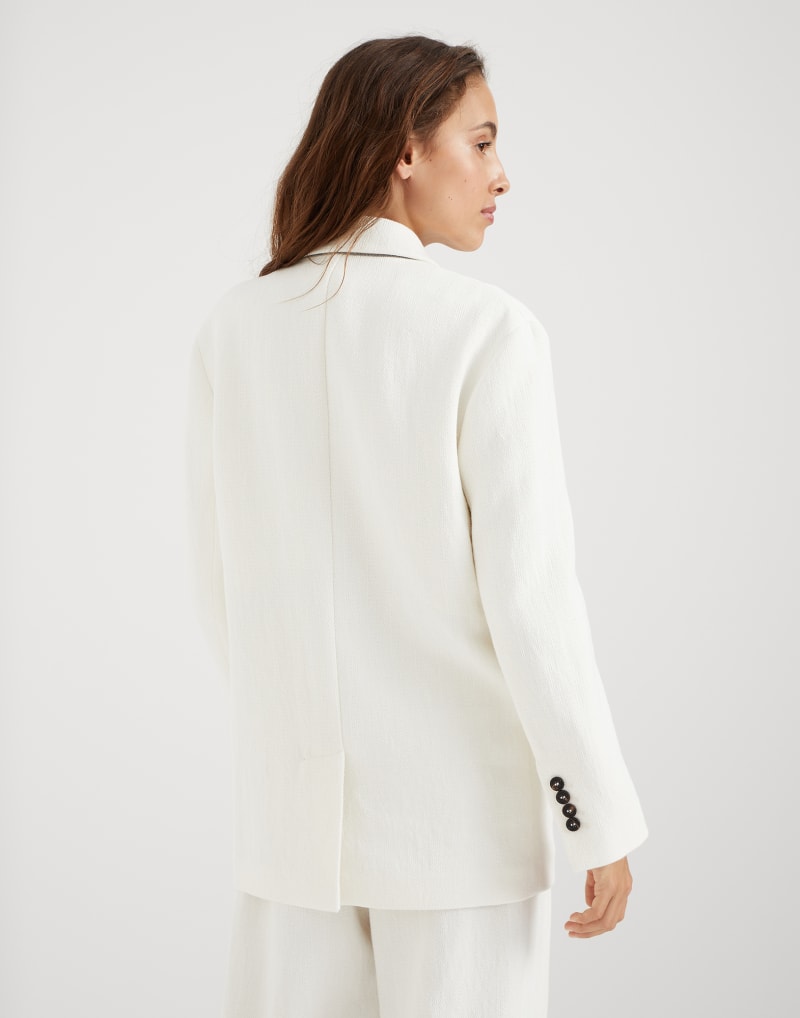 BRUNELLO CUCINELLI WOMEN'S OFF WHITE LINEN BLEND JACKET