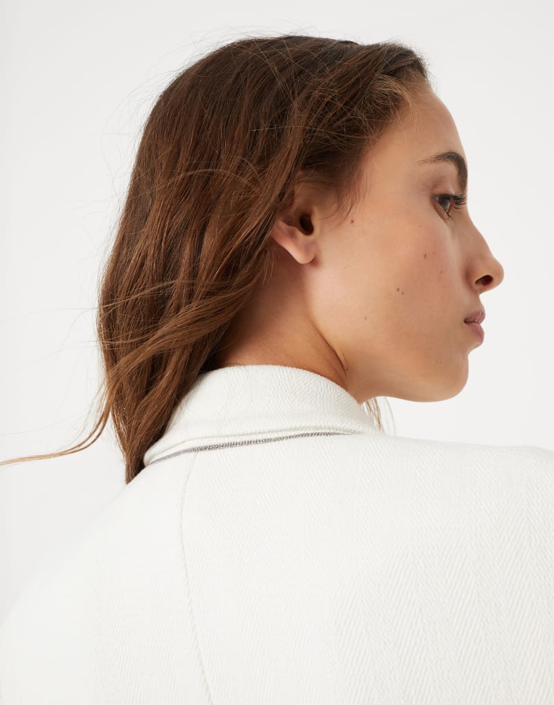 BRUNELLO CUCINELLI WOMEN'S OFF WHITE LINEN BLEND JACKET