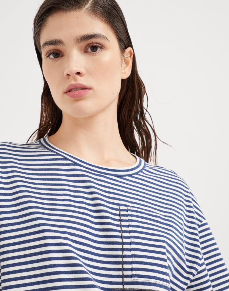 BRUNELLO CUCINELLI WOMEN'S BLUE STRIPED RELAXED SHIRT