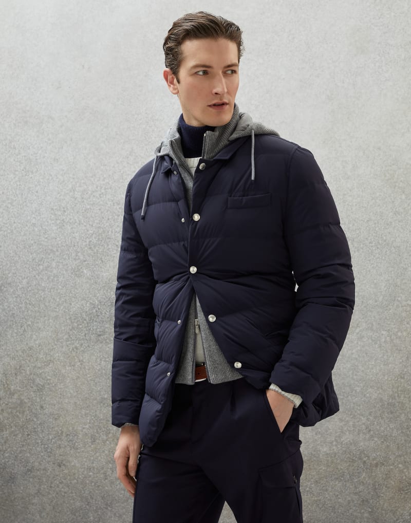 BRUNELLO CUCINELLI MEN'S NAVY QUILTED JACKET