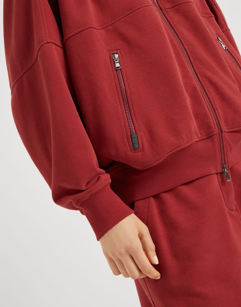 BRUNELLO CUCINELLI WOMEN'S RUST ZIP FRONT OVERSIZED SWEATER