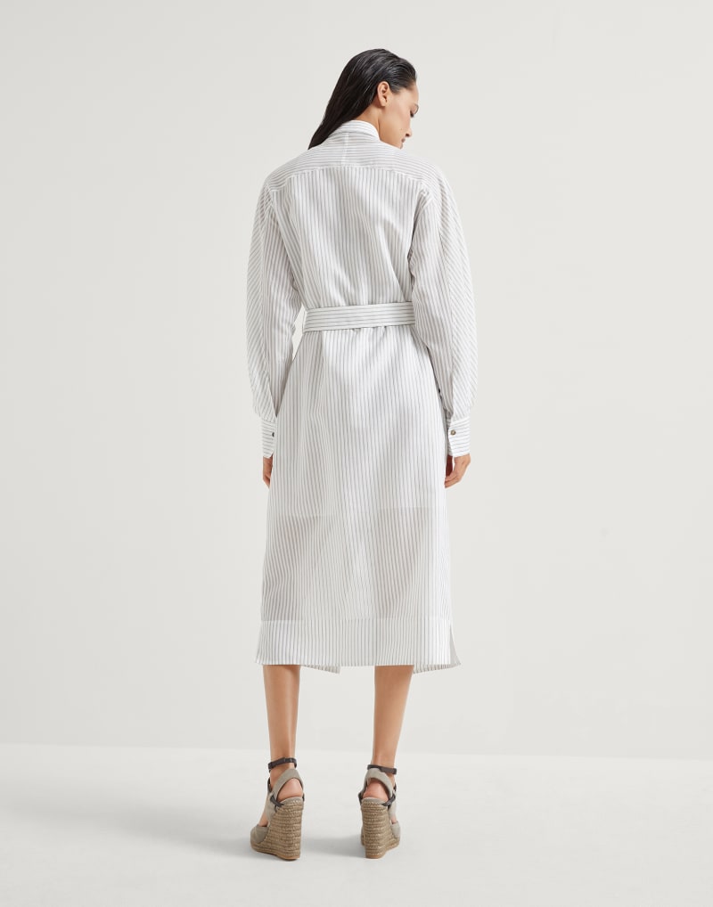 BRUNELLO CUCINELLI WOMEN'S WHITE STRIPED BELTED DRESS