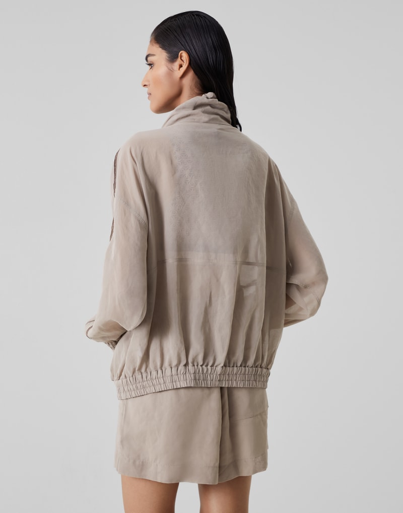 BRUNELLO CUCINELLI WOMEN'S COFFEE CREAM COTTON ZIP FRONT JACKET