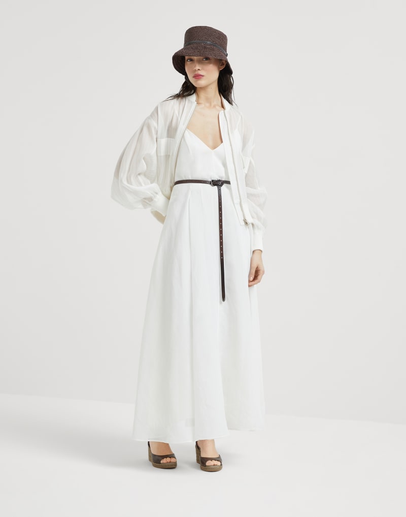 BRUNELLO CUCINELLI WOMEN'S WHITE V NECK MAXI DRESS