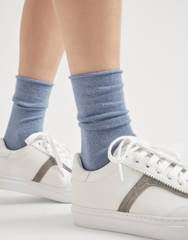 BRUNELLO CUCINELLI WOMEN'S LIGHT BLUE WOOL BLEND SOCKS