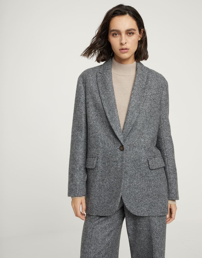 BRUNELLO CUCINELLI WOMEN'S LEAD WOOL BLEND OVERSIZED JACKET