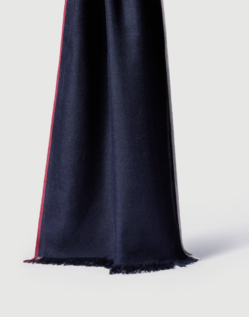 BRUNELLO CUCINELLI MEN'S NAVY WOOL SILK SCARF