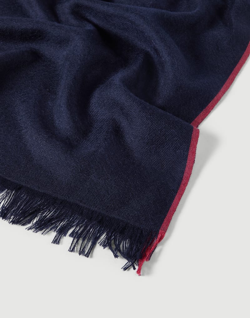 BRUNELLO CUCINELLI MEN'S NAVY WOOL SILK SCARF