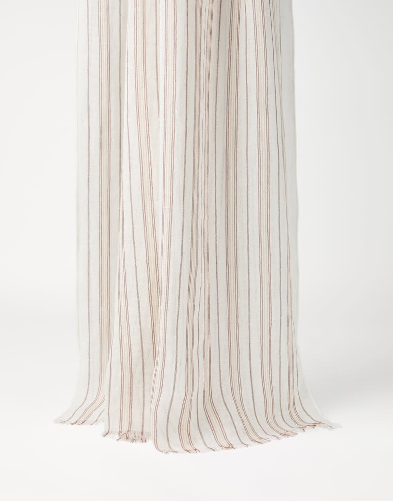 BRUNELLO CUCINELLI WOMEN'S BEIGE STRIPED LINEN SCARF