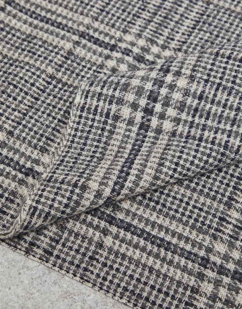 BRUNELLO CUCINELLI WOMEN'S PANAMA GRAY BEIGE WOOL BLEND CHECKED SCARF