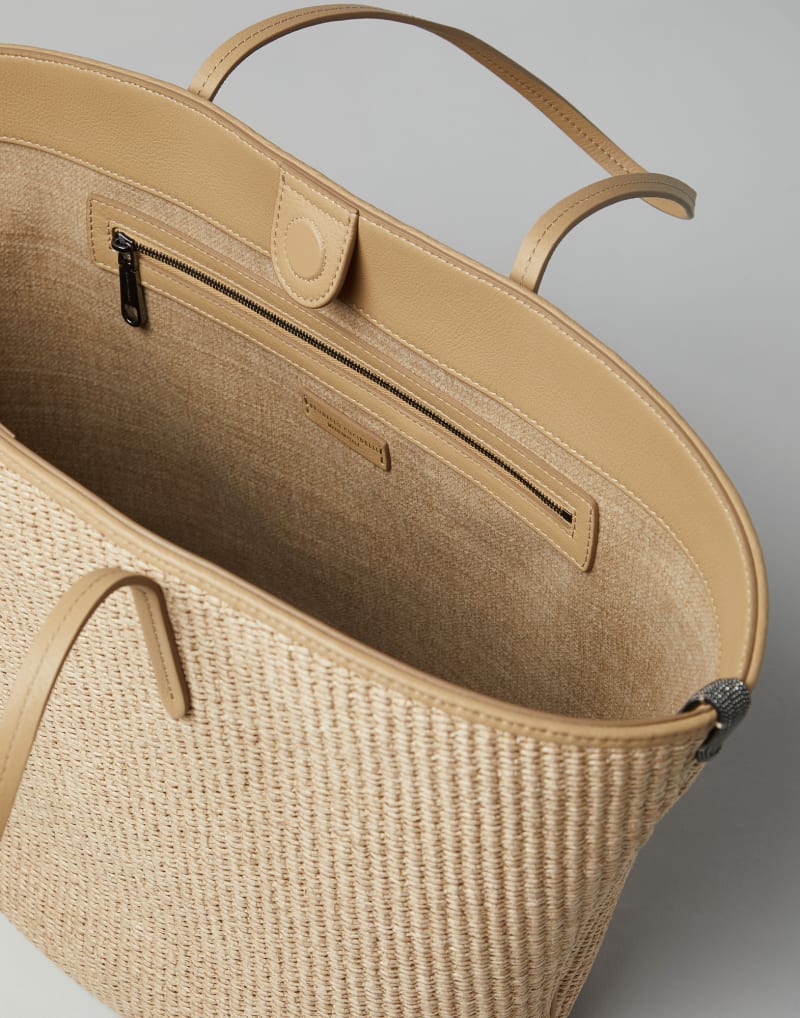 BRUNELLO CUCINELLI WOMEN'S BEIGE WOVEN LEATHER TOTE BAG