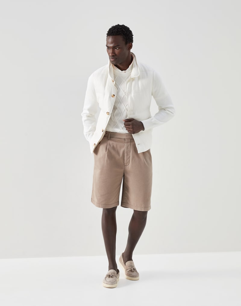 BRUNELLO CUCINELLI MEN'S OFF WHITE BUTTON FRONT JACKET