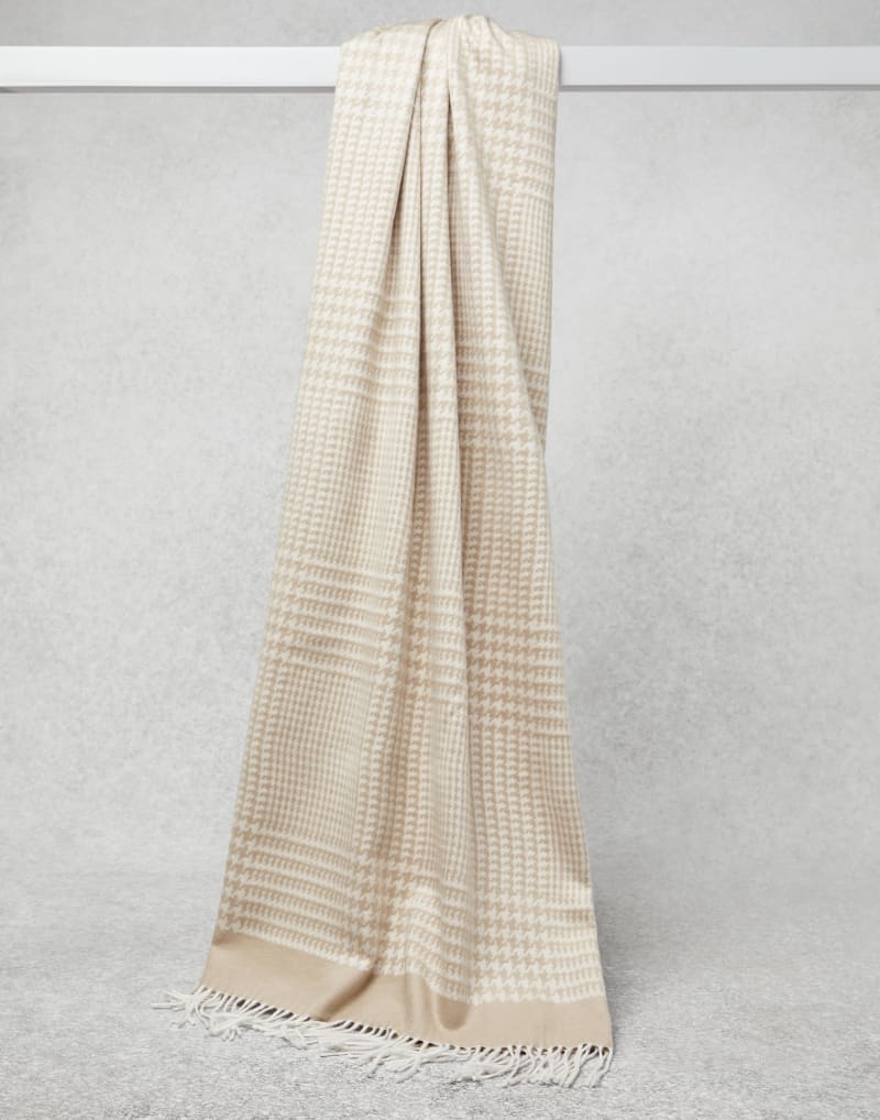 BRUNELLO CUCINELLI WOMEN'S BEIGE SILK PATTERNED SCARF