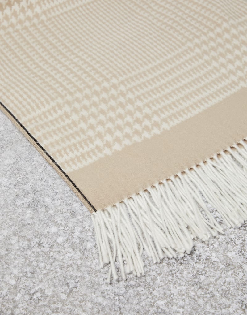 BRUNELLO CUCINELLI WOMEN'S BEIGE SILK PATTERNED SCARF