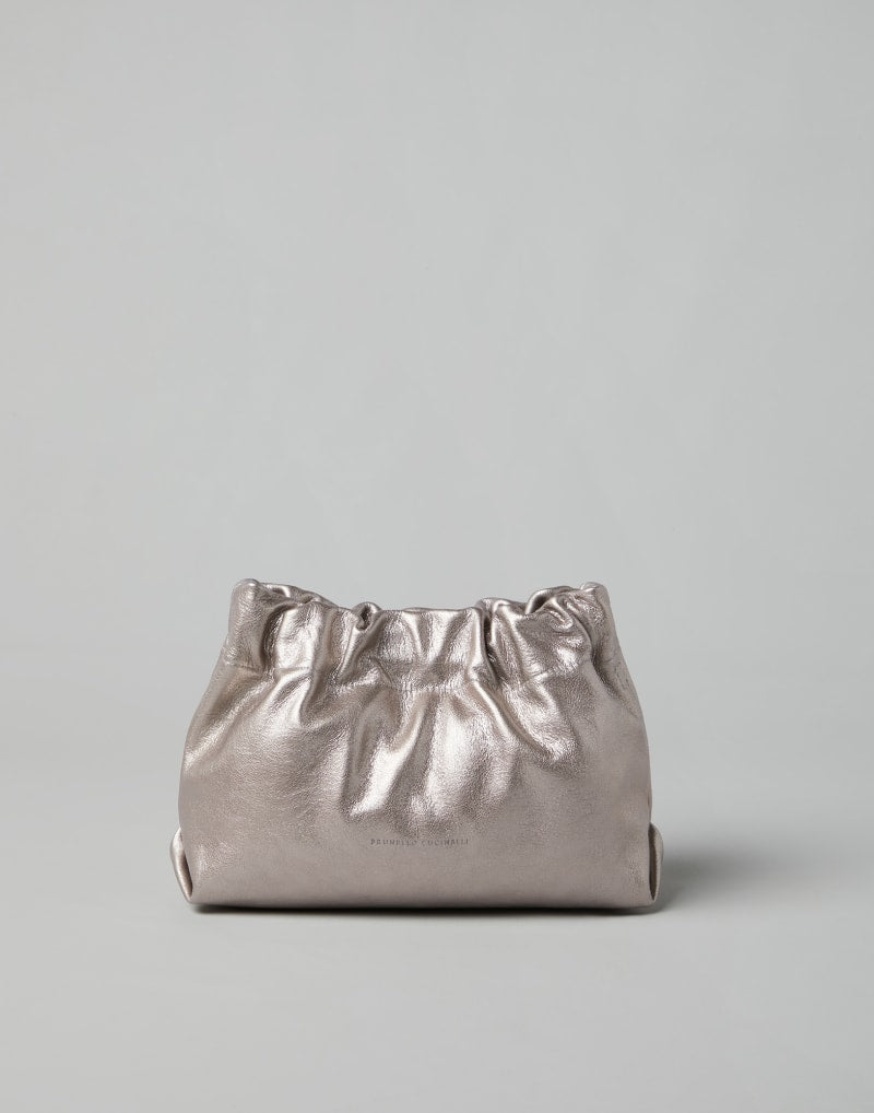 BRUNELLO CUCINELLI WOMEN'S METALLIC LEATHER POUCH BAG