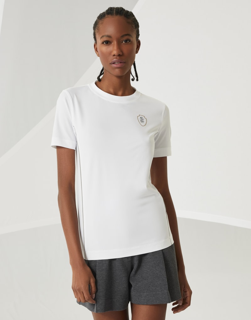 BRUNELLO CUCINELLI WOMEN'S WHITE STRETCH FITTED SHIRT