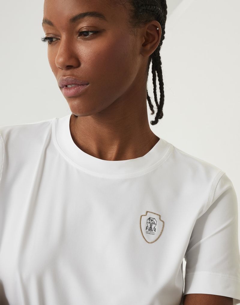 BRUNELLO CUCINELLI WOMEN'S WHITE STRETCH FITTED SHIRT