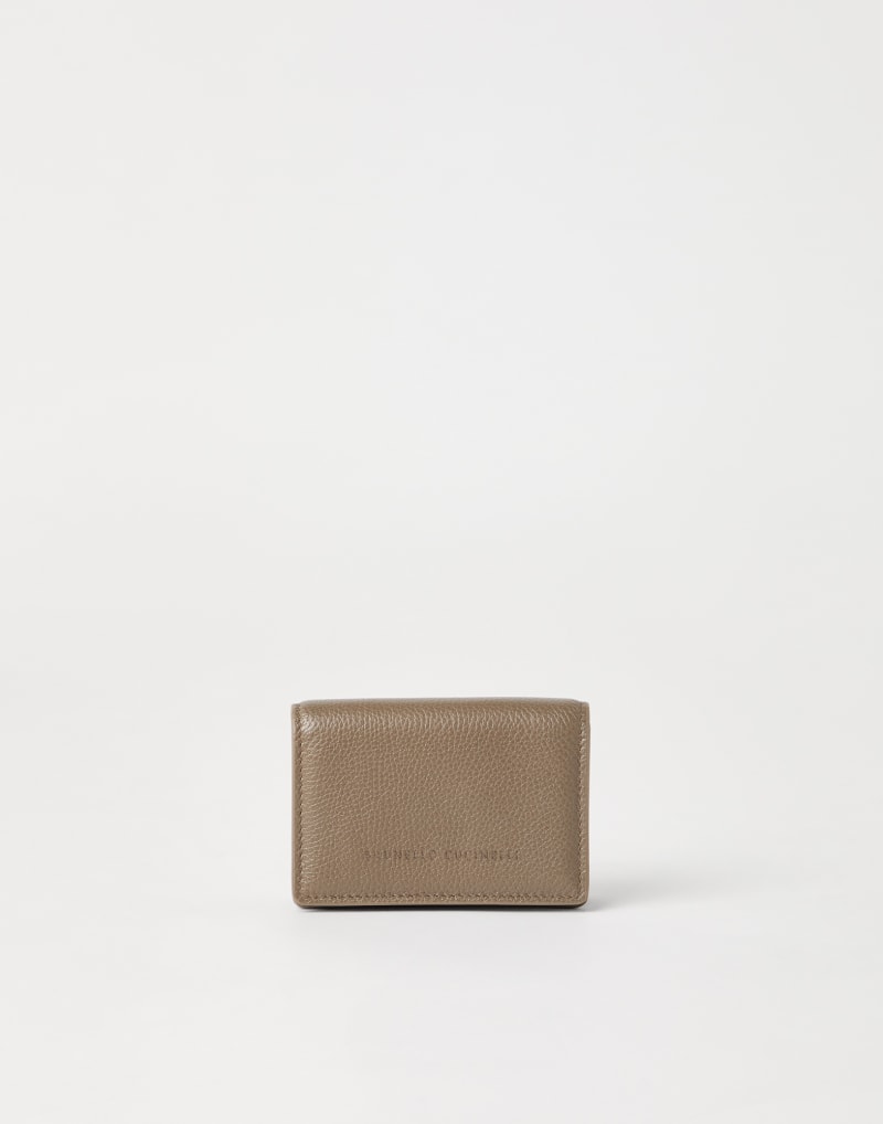 BRUNELLO CUCINELLI WOMEN'S TAUPE LEATHER CARDHOLDER