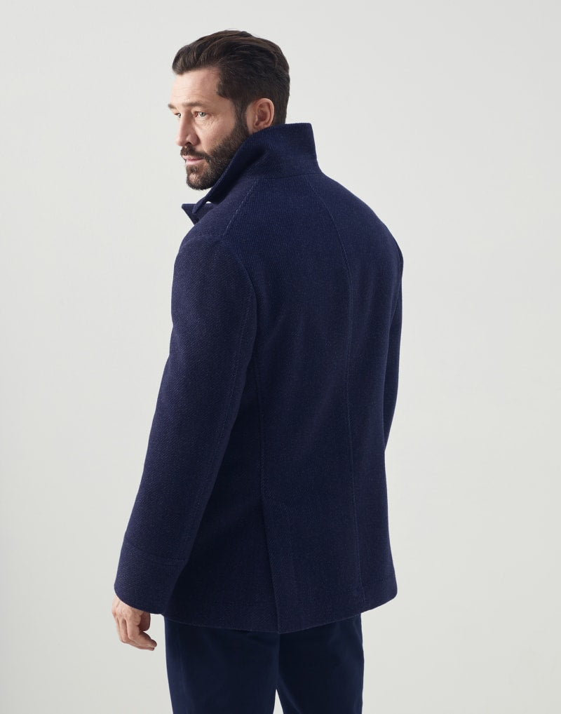 BRUNELLO CUCINELLI MEN'S DENIM WOOL DOUBLE BREASTED JACKET