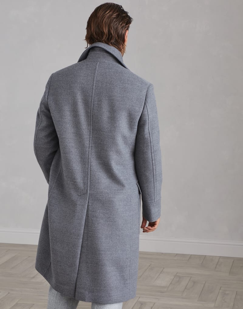 BRUNELLO CUCINELLI MEN'S GREY GREEN WOOL DOUBLE BREASTED COAT