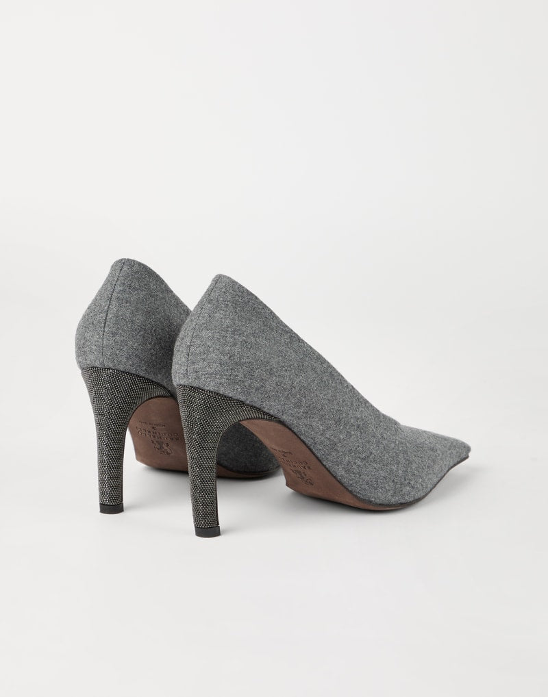 BRUNELLO CUCINELLI WOMEN'S GREY POINTED TOE HIGH HEEL SHOES