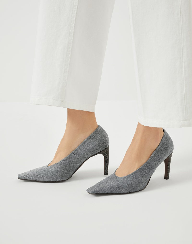 BRUNELLO CUCINELLI WOMEN'S GREY POINTED TOE HIGH HEEL SHOES