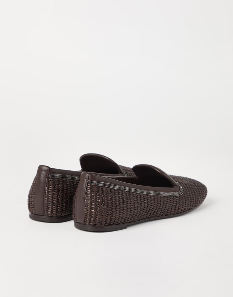 BRUNELLO CUCINELLI WOMEN'S DARK BROWN WOVEN LOAFERS