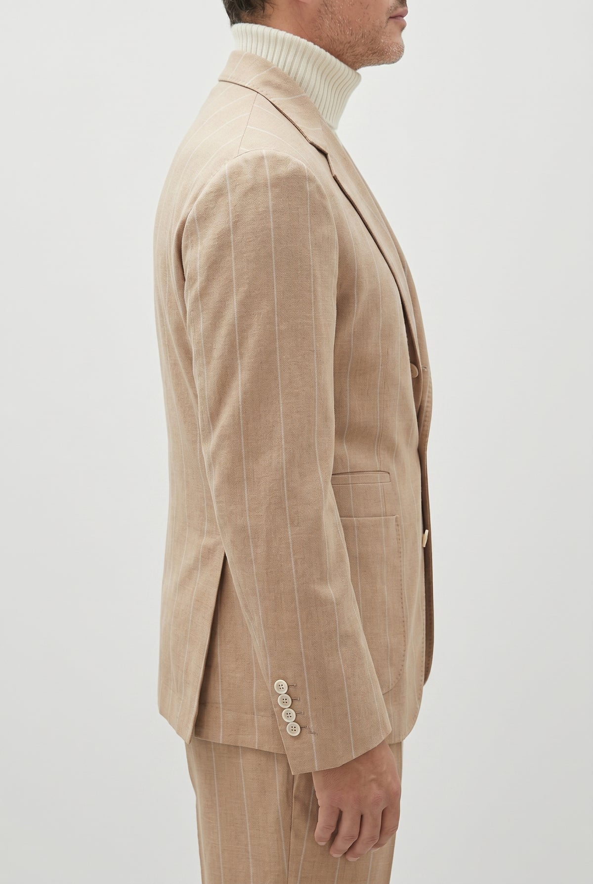 BRUNELLO CUCINELLI MEN'S CAMEL WOOL SILK BLAZER