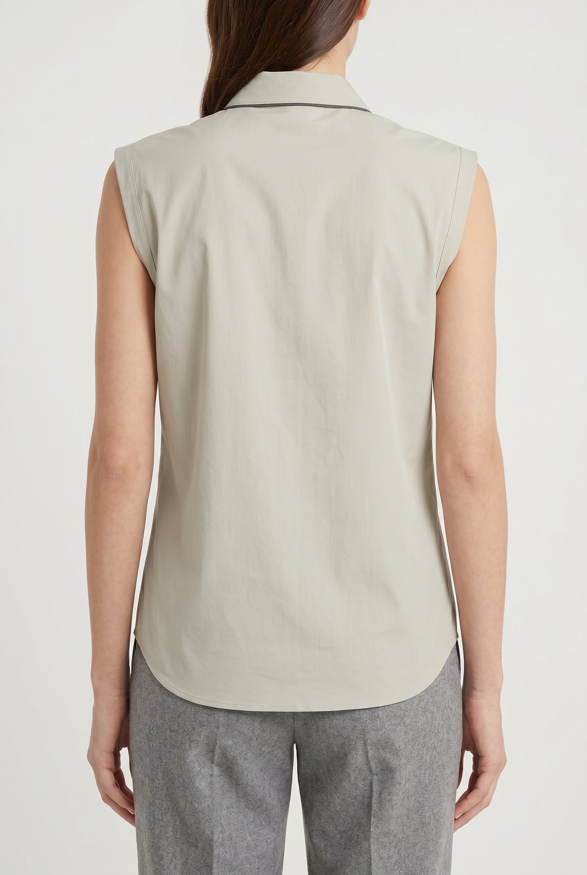 BRUNELLO CUCINELLI WOMEN'S LIGHT BEIGE SLEEVELESS SHIRT