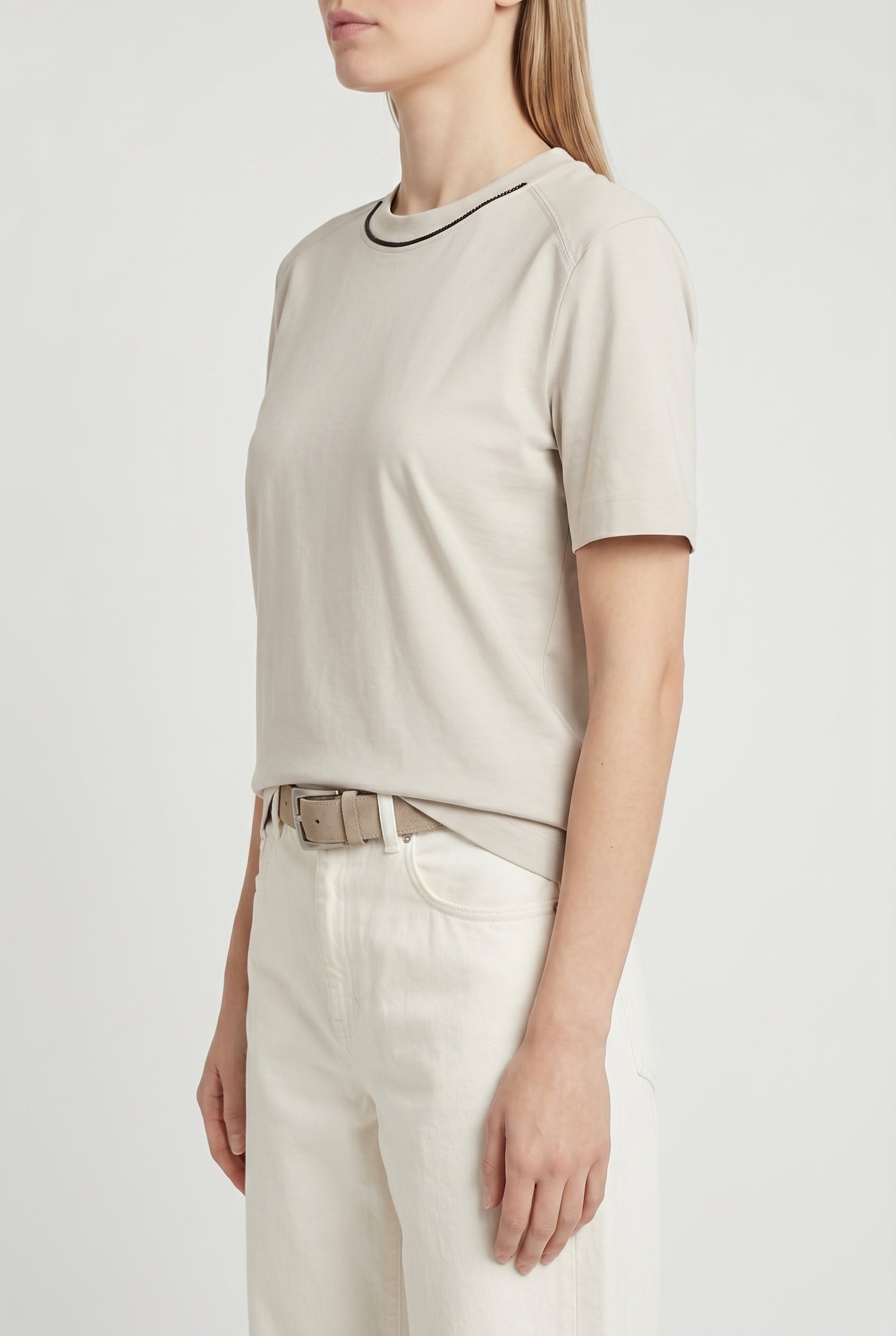 BRUNELLO CUCINELLI WOMEN'S LIGHT BEIGE COTTON SHIRT