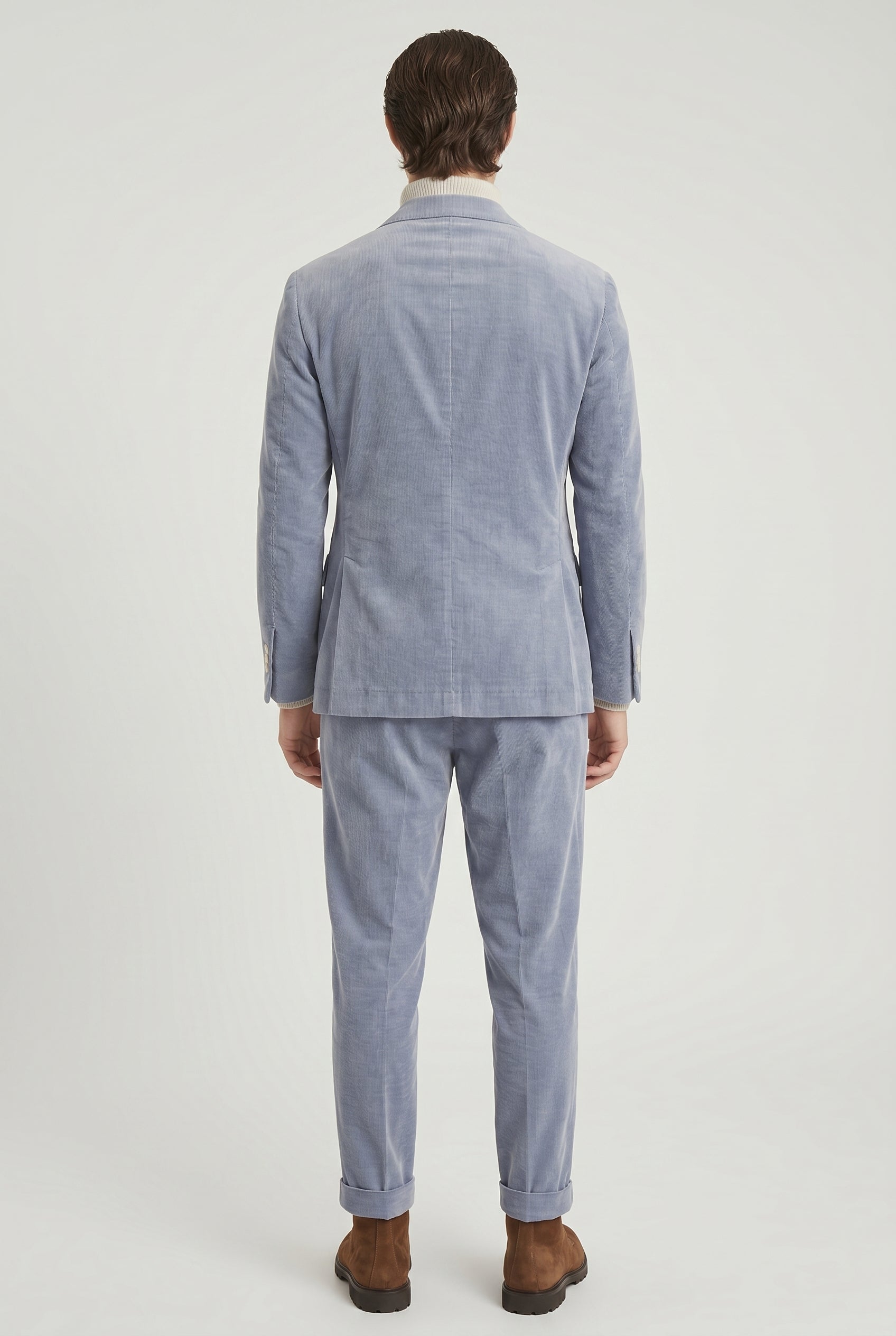 BRUNELLO CUCINELLI MEN'S LIGHT BLUE WOOL BLEND SUIT