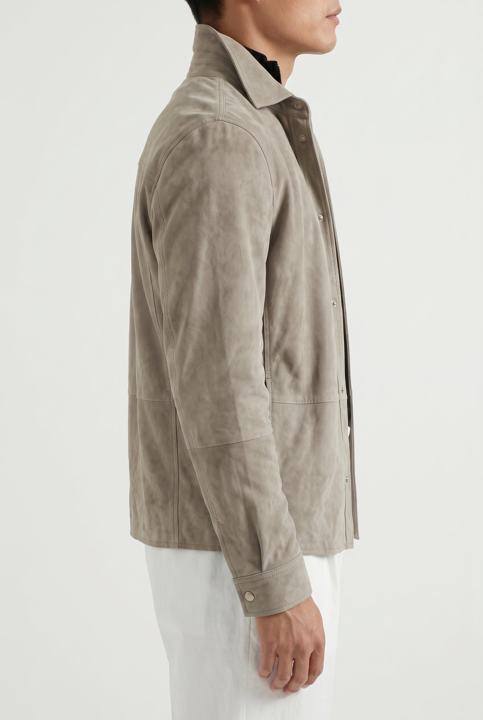 BRUNELLO CUCINELLI MEN'S LIGHT BROWN SUEDE RELAXED JACKET