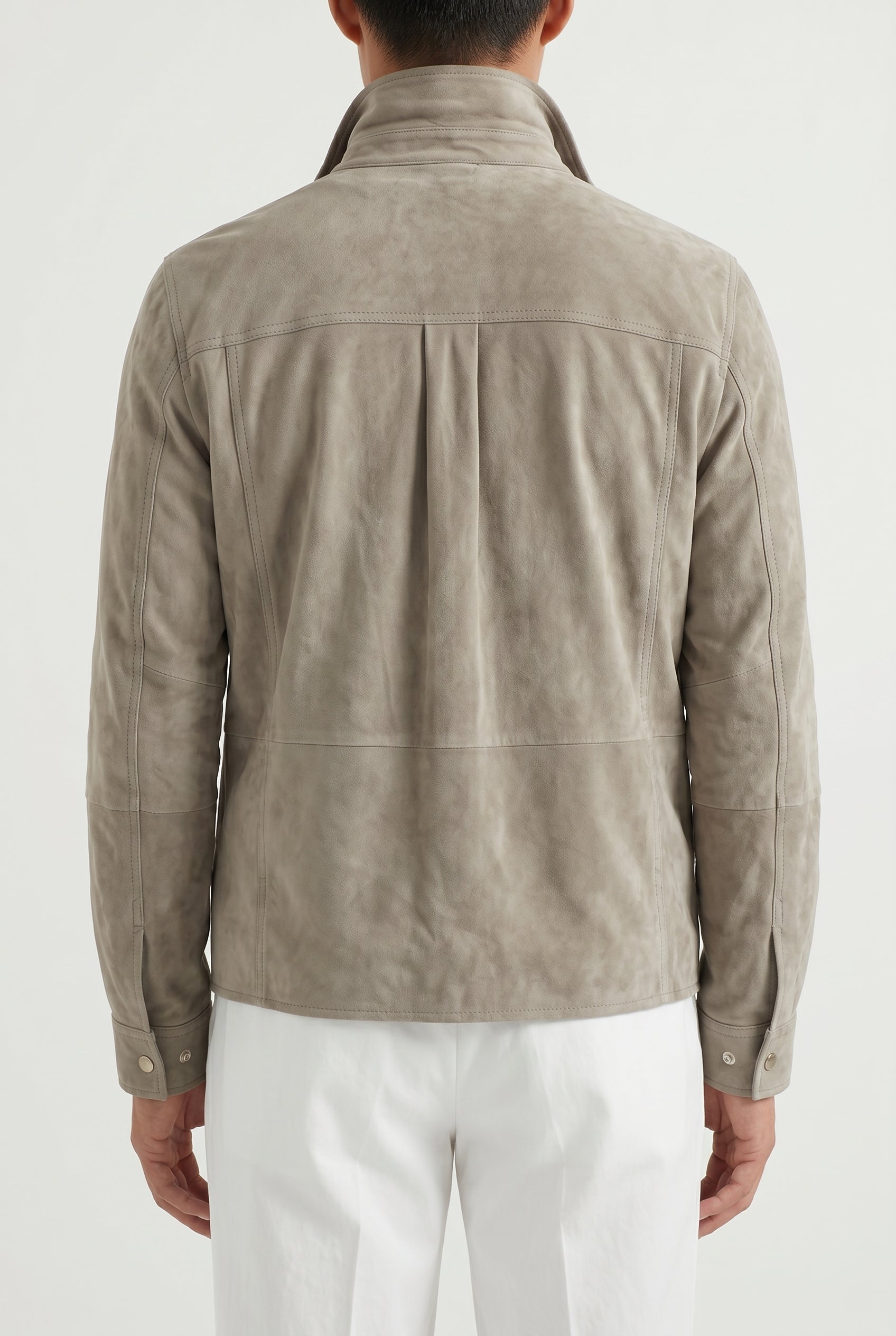 BRUNELLO CUCINELLI MEN'S LIGHT BROWN SUEDE RELAXED JACKET