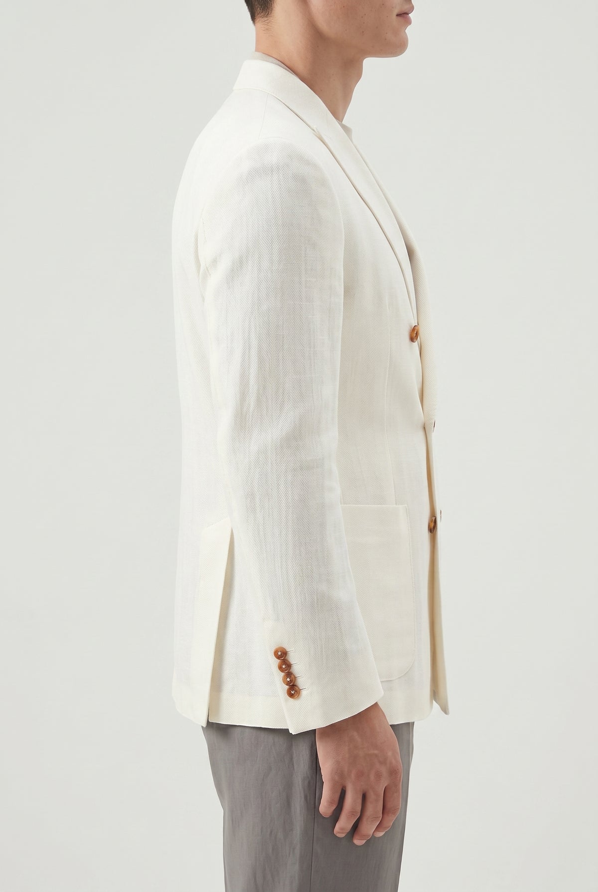 BRUNELLO CUCINELLI MEN'S OFF WHITE LINEN WOOL BLAZER
