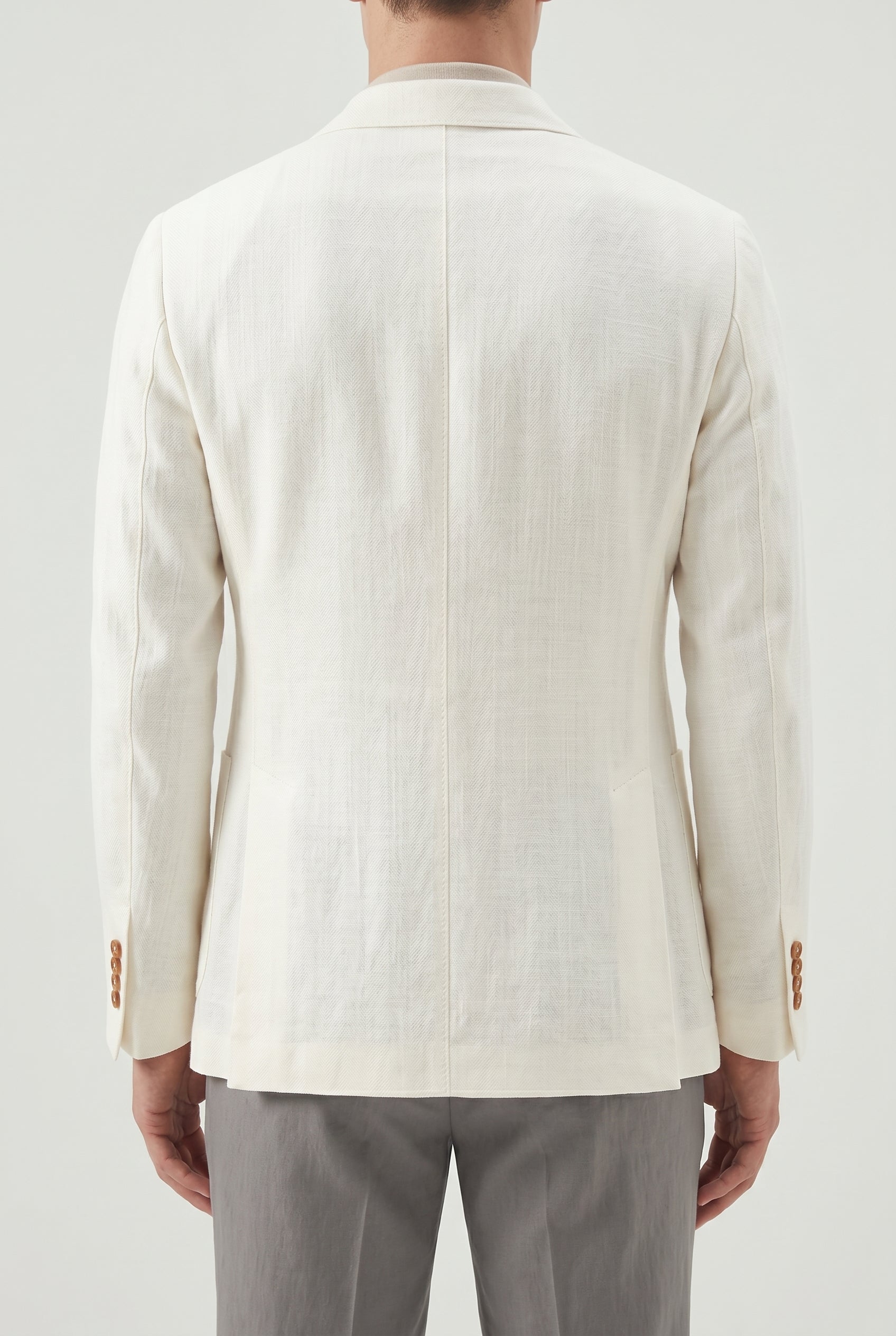 BRUNELLO CUCINELLI MEN'S OFF WHITE LINEN WOOL BLAZER