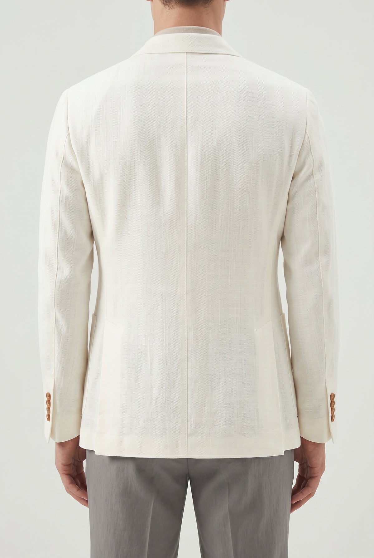 BRUNELLO CUCINELLI MEN'S OFF WHITE LINEN WOOL BLAZER