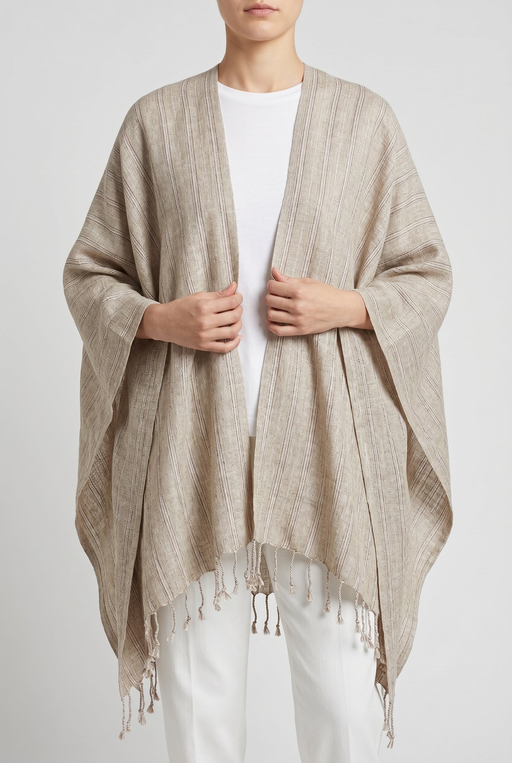 BRUNELLO CUCINELLI WOMEN'S BEIGE LINEN BLEND SCARF