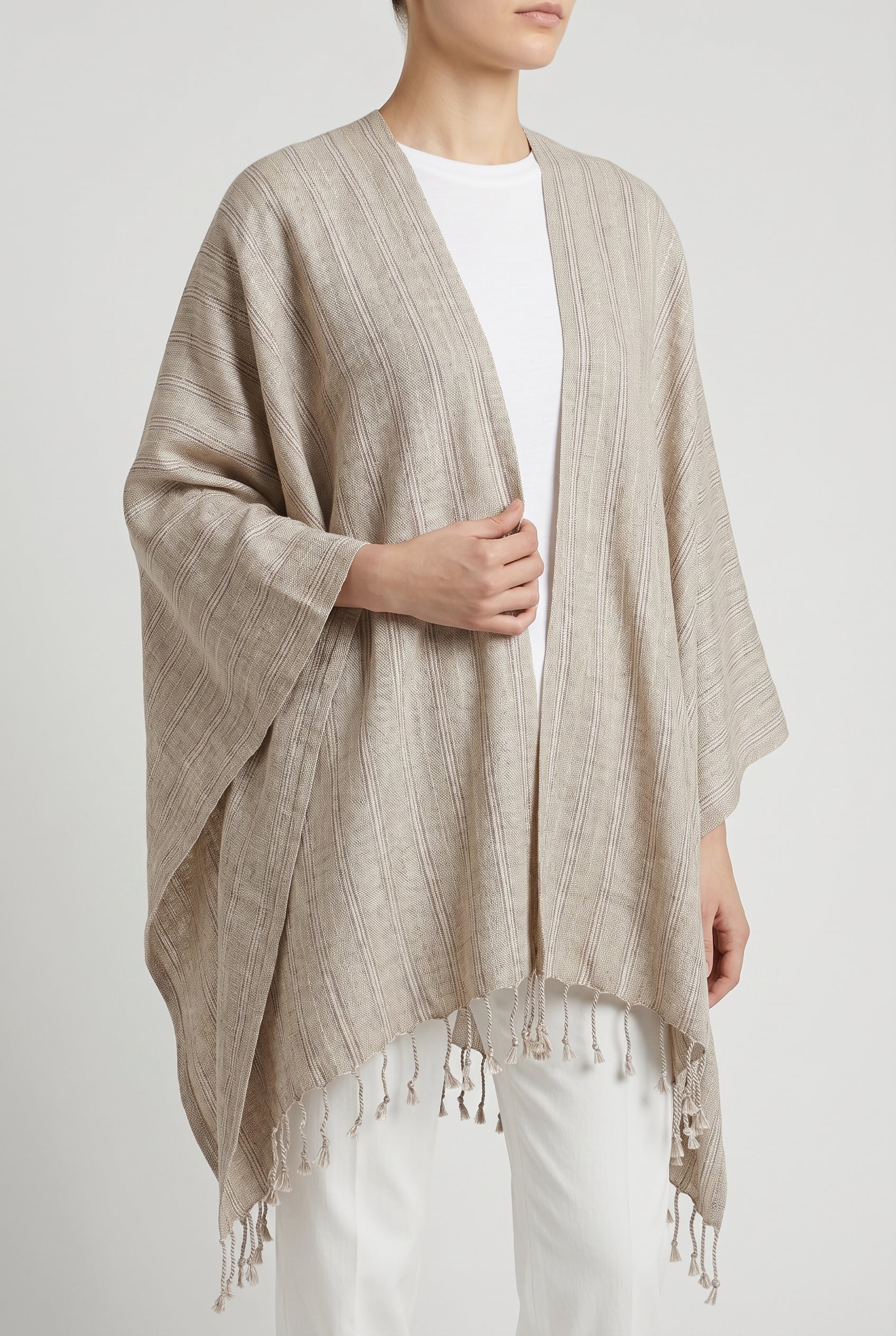 BRUNELLO CUCINELLI WOMEN'S BEIGE LINEN BLEND SCARF