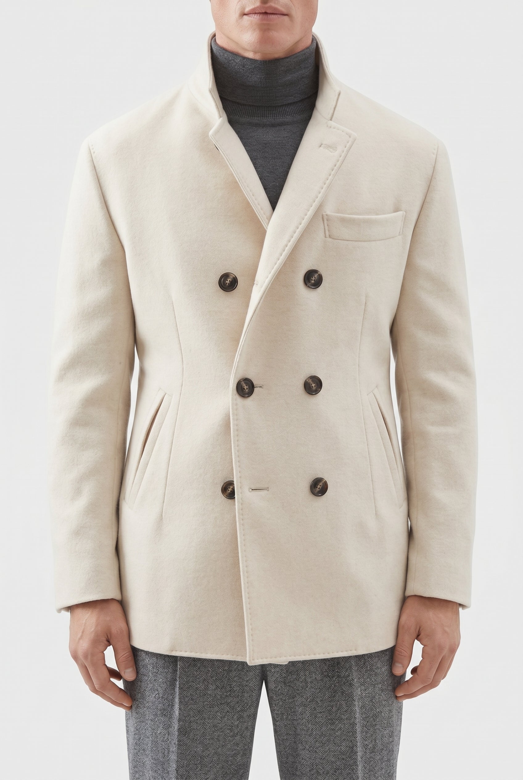 BRUNELLO CUCINELLI MEN'S OFF WHITE WOOL TAILORED JACKET