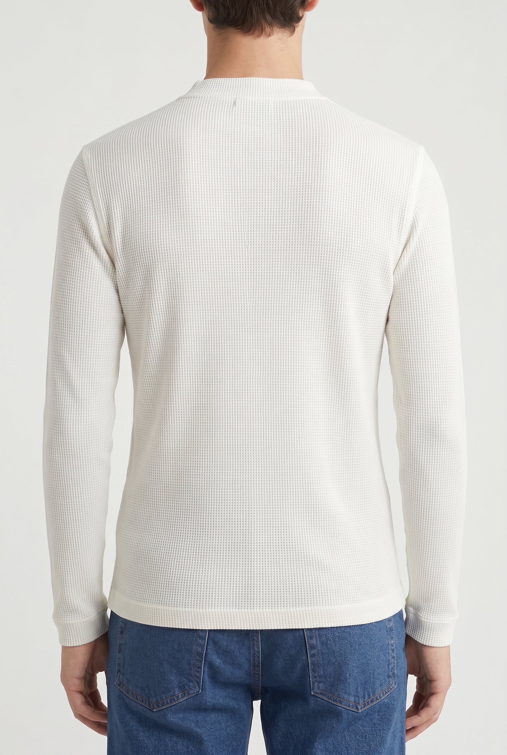 BRUNELLO CUCINELLI MEN'S OFF WHITE WAFFLE KNIT SHIRT