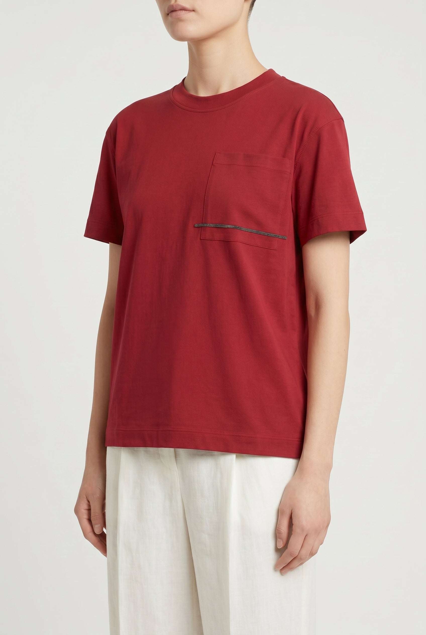 BRUNELLO CUCINELLI WOMEN'S RED RELAXED COTTON SHIRT