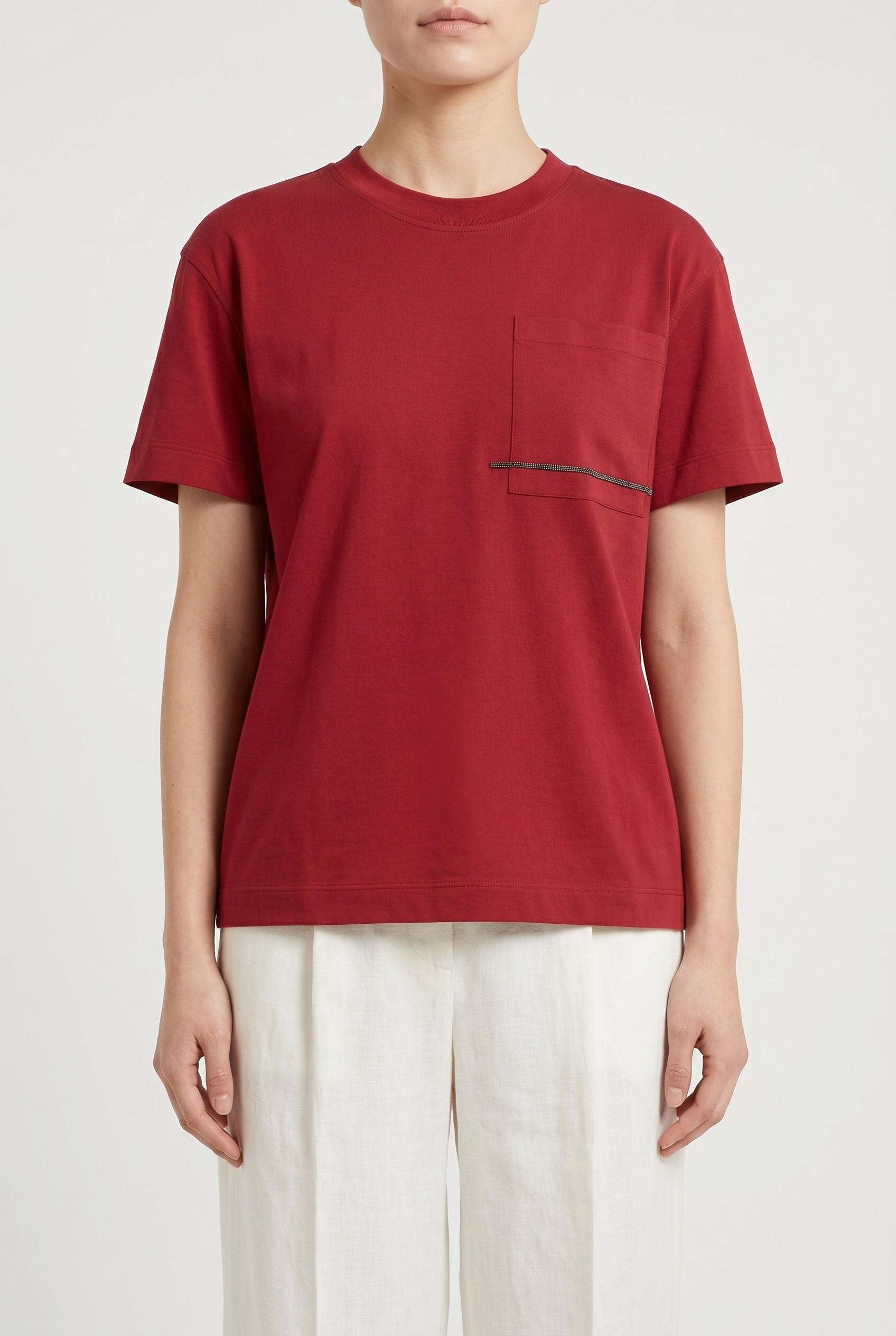 BRUNELLO CUCINELLI WOMEN'S RED RELAXED COTTON SHIRT