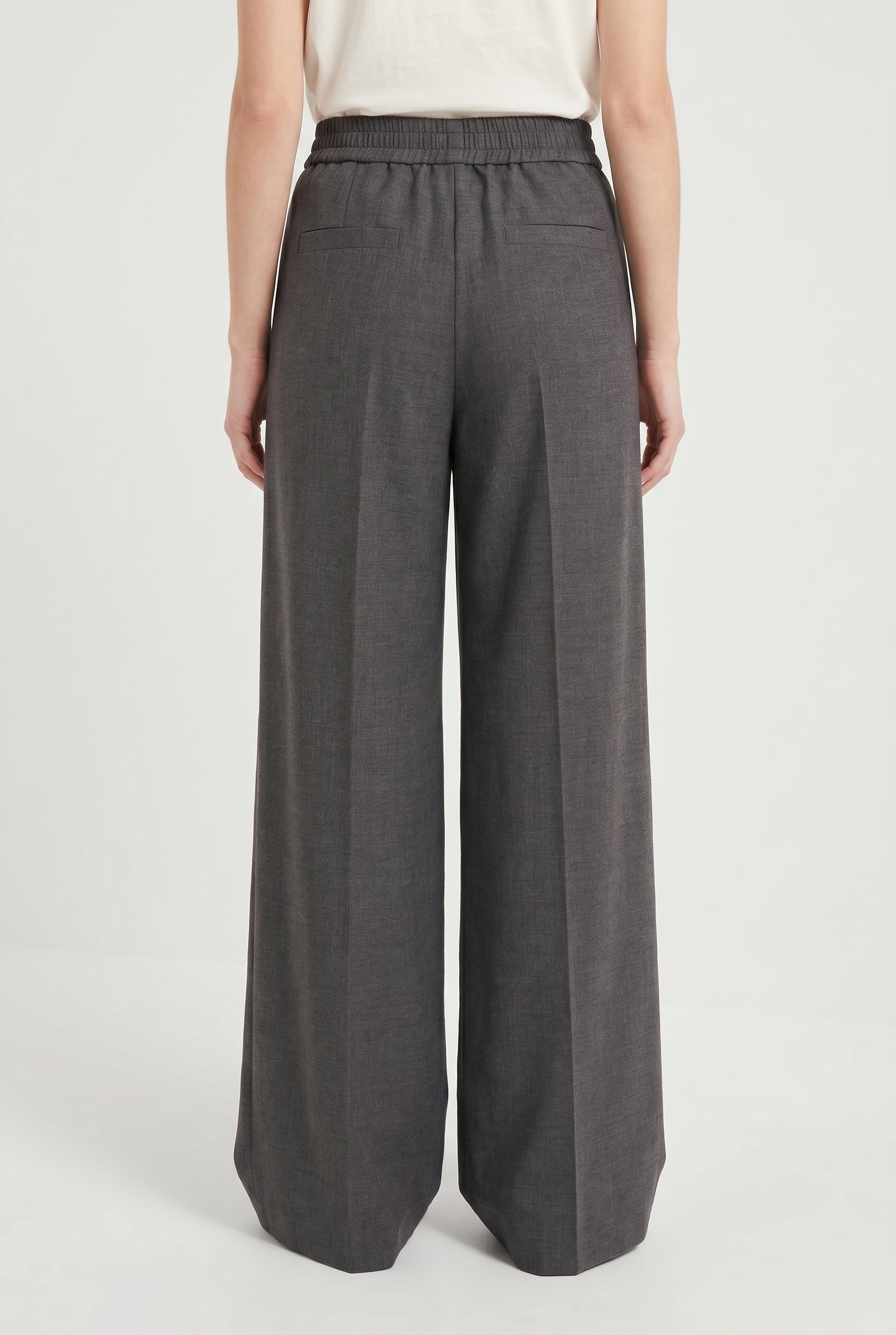 BRUNELLO CUCINELLI WOMEN'S DARK GREY WIDE LEG TROUSERS
