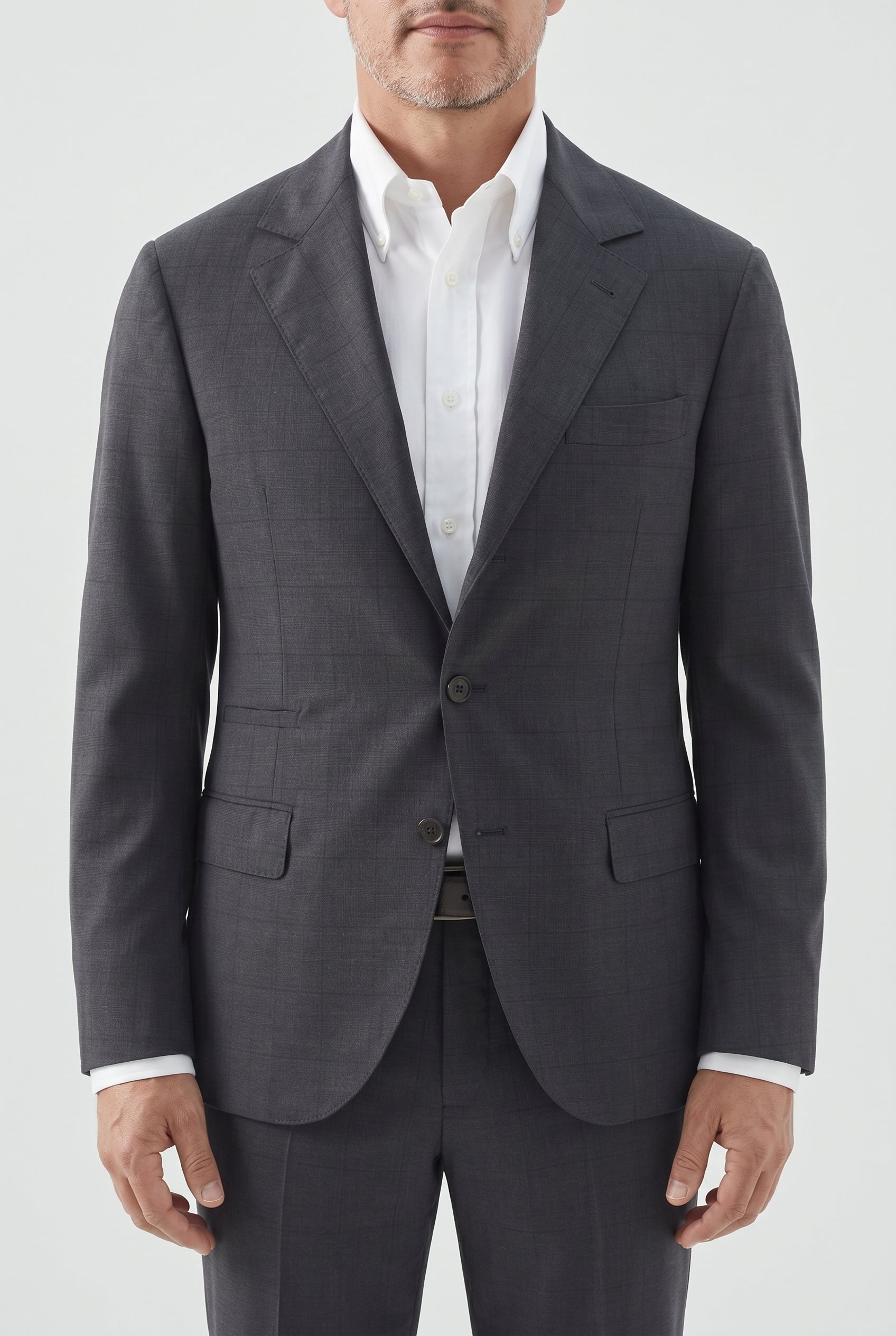 BRUNELLO CUCINELLI MEN'S DARK GREY WOOL BLAZER