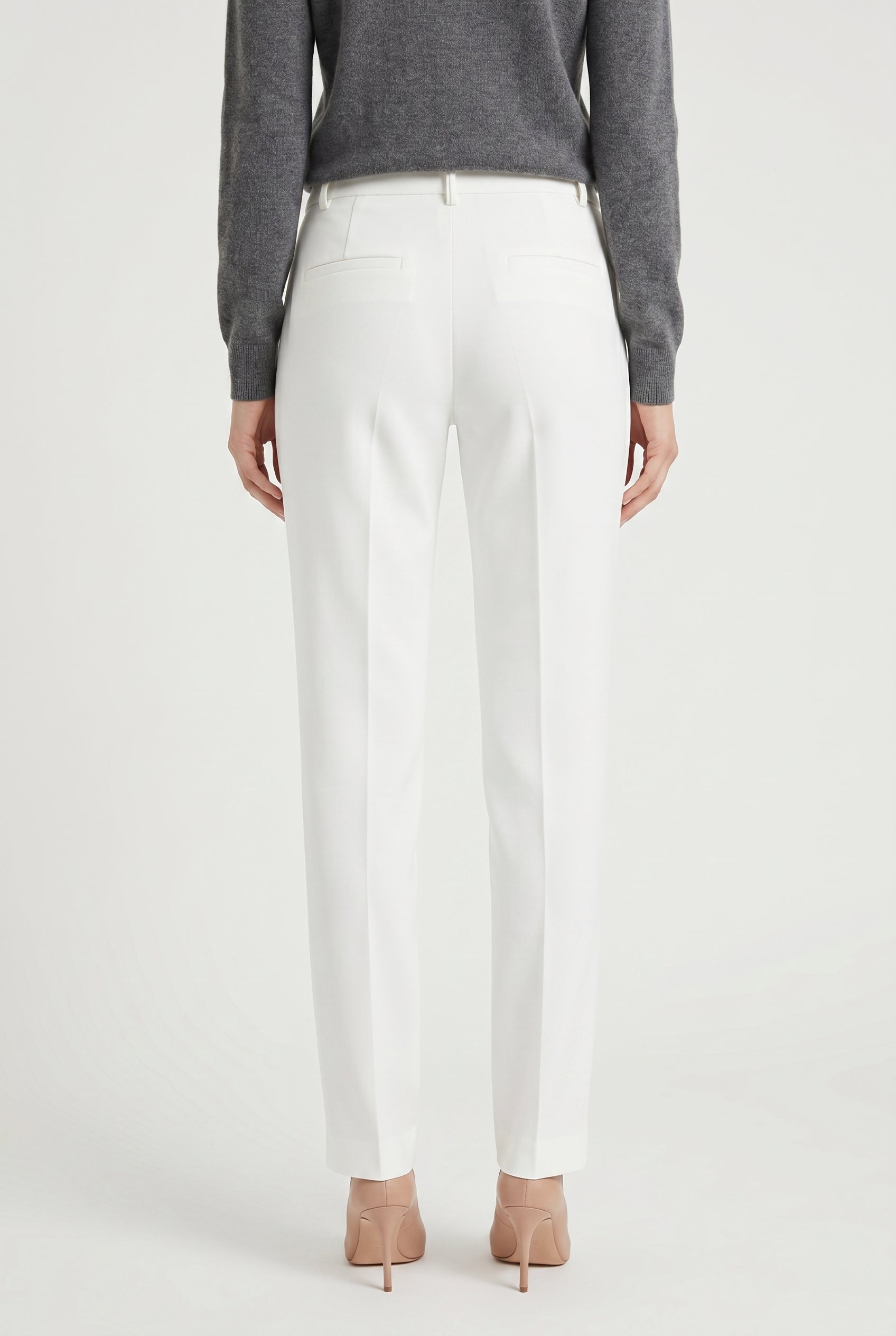 BRUNELLO CUCINELLI WOMEN'S OFF WHITE TAILORED TROUSERS